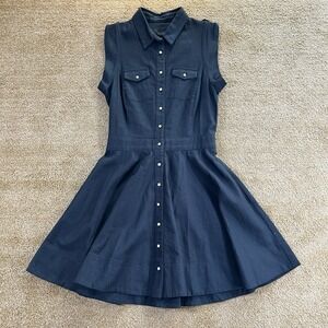 VAUTE COUTURE Black‎ Sleeveless Organic Linen & Cotton Short Dress Size Medium